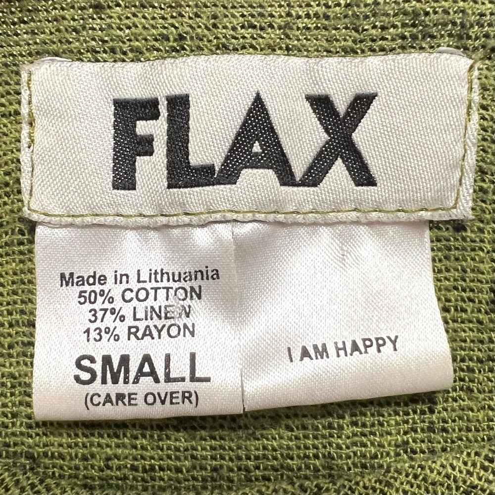 Flax Green Linen Blend Short Sleeve Tunic Top Women’s Small - Picture 8 of 9